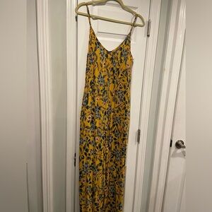 Buenos Ninos Tropical Floral Jumpsuit Red Cropped Wide Leg Spaghetti Strap